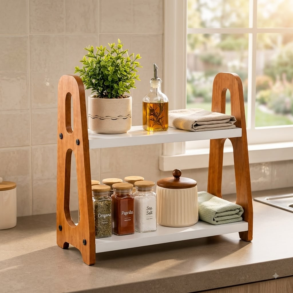  2 Tier Wooden Storage Rack 