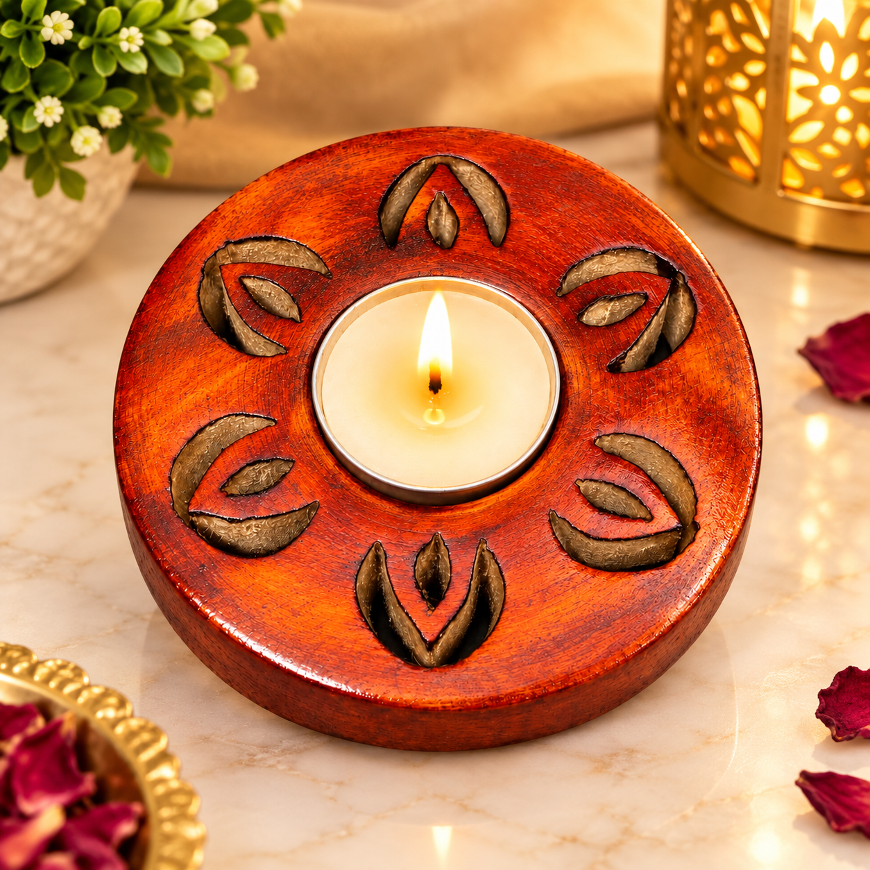 Wooden Tealight Candle Holder