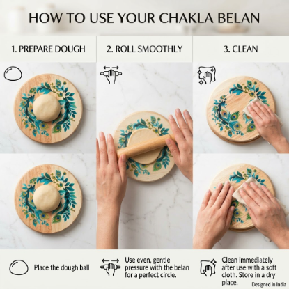 How to use wooden chakla belan for preparing dough rolling roti and cleaning