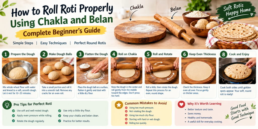 How to Roll Roti Properly Using Chakla and Belan