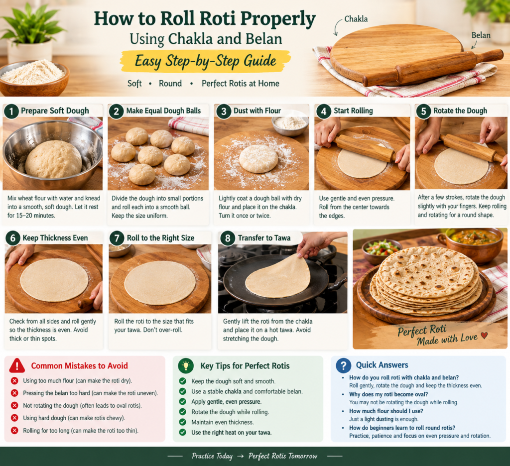 How to Roll Roti Properly Using Chakla and Belan