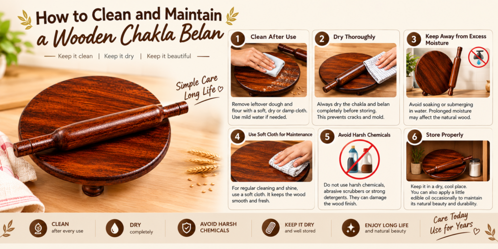 How to Clean and Maintain a Wooden Chakla Belan Set
