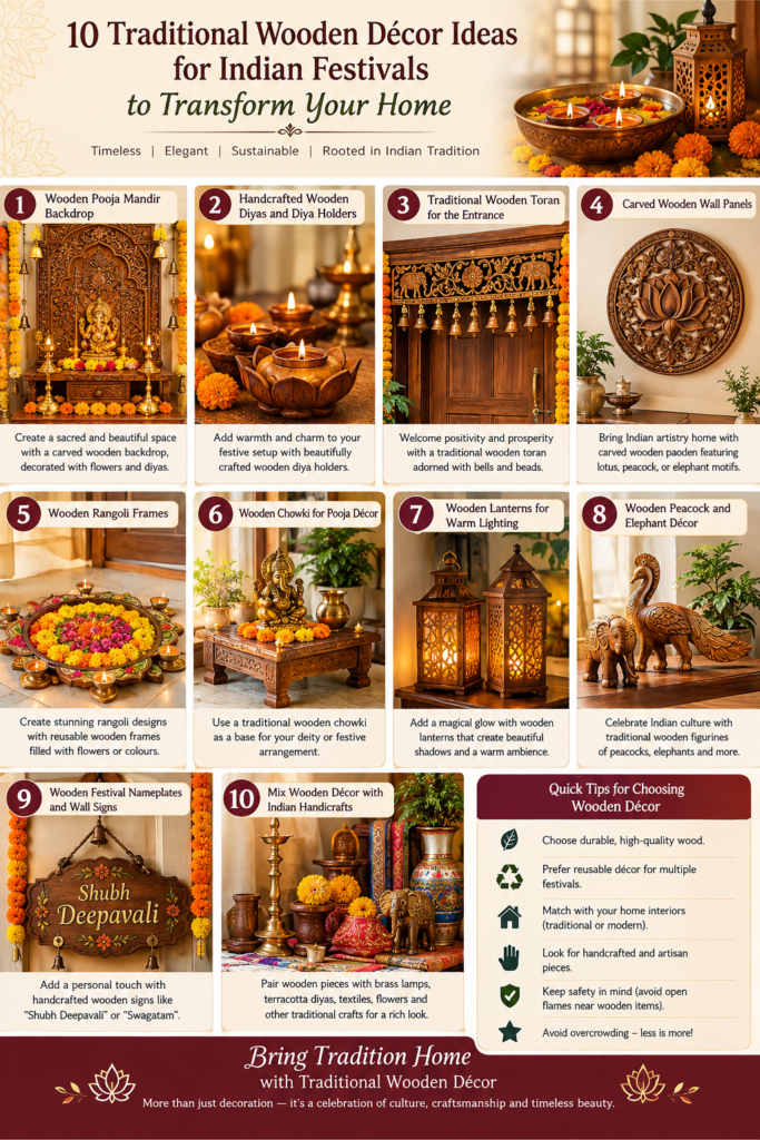 10 Traditional Wooden Décor Ideas for Indian Festivals