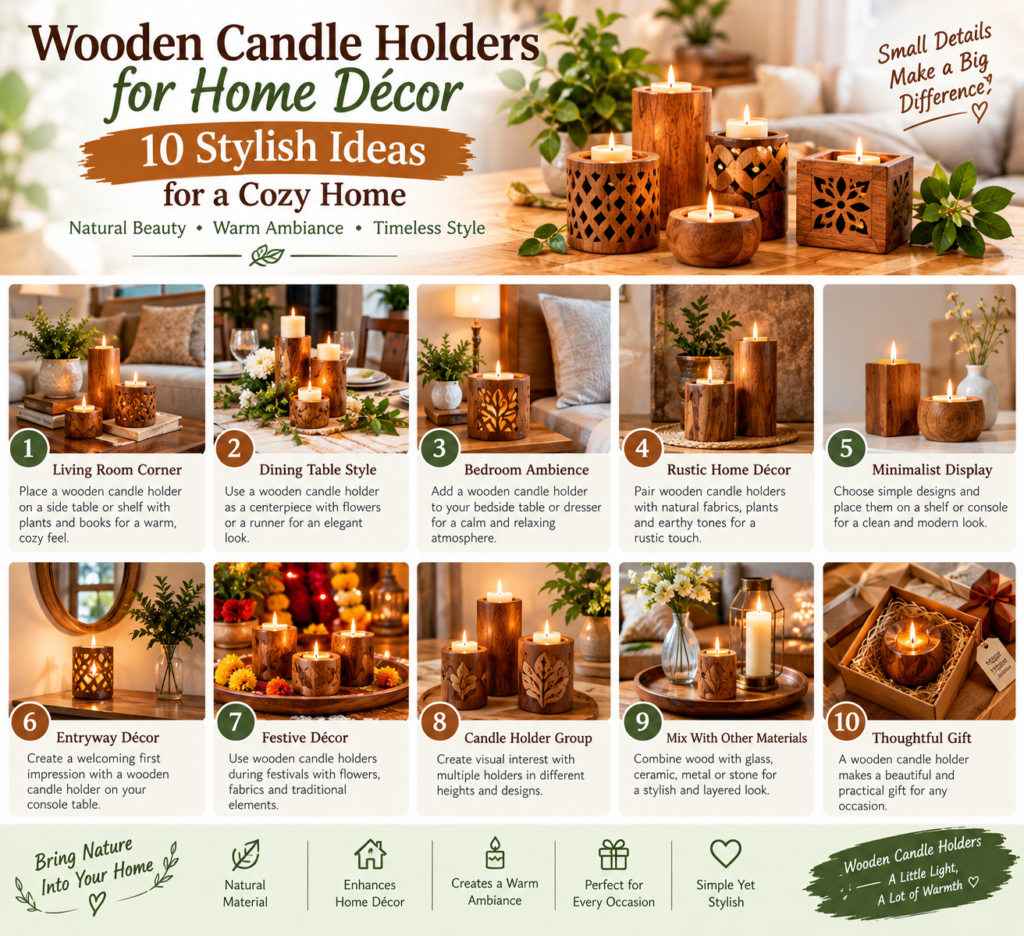 Wooden Candle Holders for Home Décor