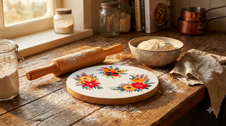 Shinasco wooden chakla belan set for traditional roti making in kitchen