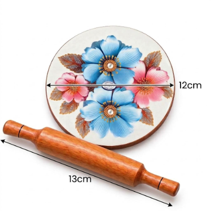Shinasco Wooden Chakla Belan Set with 12cm Chakla and 13cm Wooden Belan Dimensions