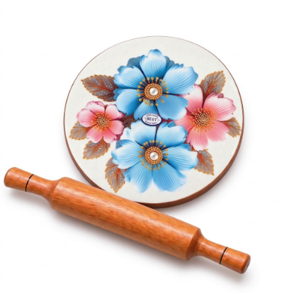 Shinasco Floral Wooden Chakla Belan Set for Roti and Paratha