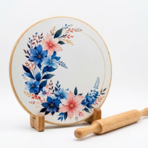 Decorative wooden chakla belan set with floral design