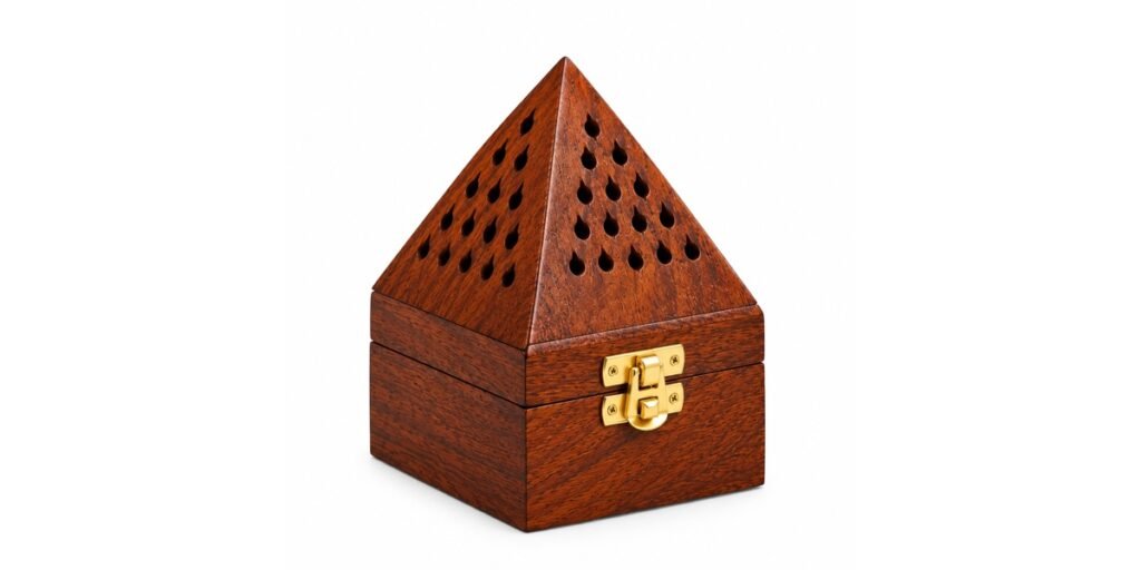 Premium wooden incense holder box with pyramid design