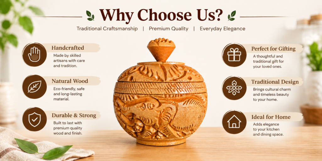 Why choose handcrafted wooden spice box with traditional design