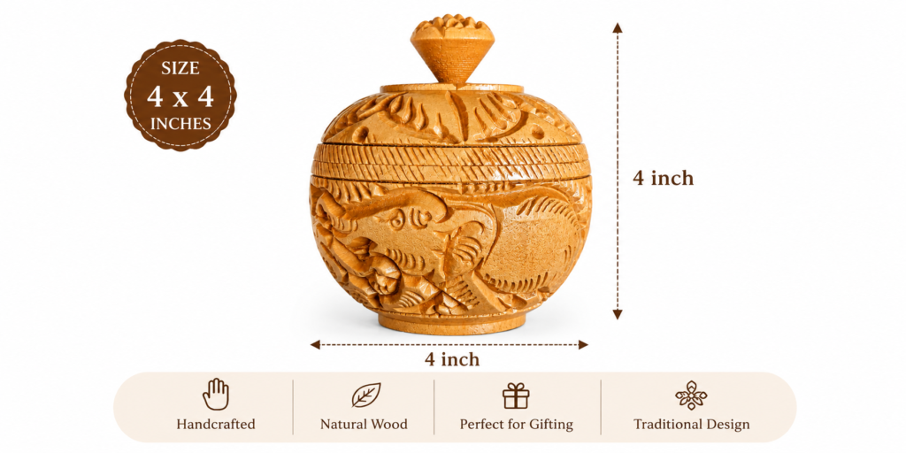 Wooden spice box 4 x 4 inch size and dimensions