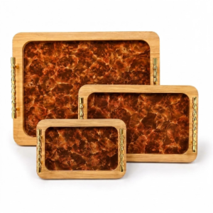 SHINASCO wooden serving tray set of 3 decorative multipurpose trays