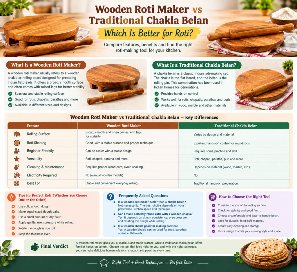 wooden roti maker vs traditional chakla belan